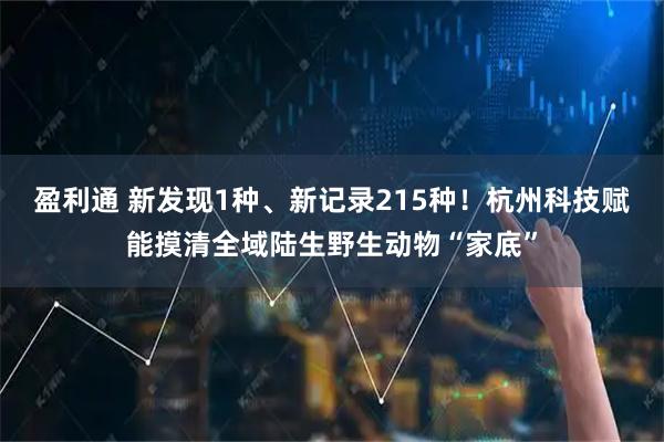 盈利通 新发现1种、新记录215种！杭州科技赋能摸清全域陆生野生动物“家底”